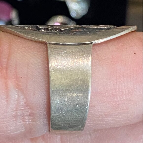 Ring Size 8 Taxco Aztec Mexico Sterling Silver 925 Women Semi-Precious Stone - Picture 4 of 10